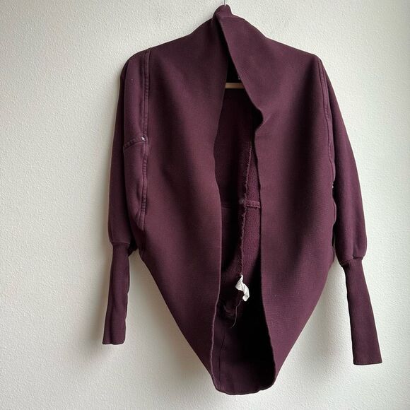 Aritzia Wilfred Diderot Cocoon Cardigan Maroon Purple Open Front Size XS - Picture 2 of 7